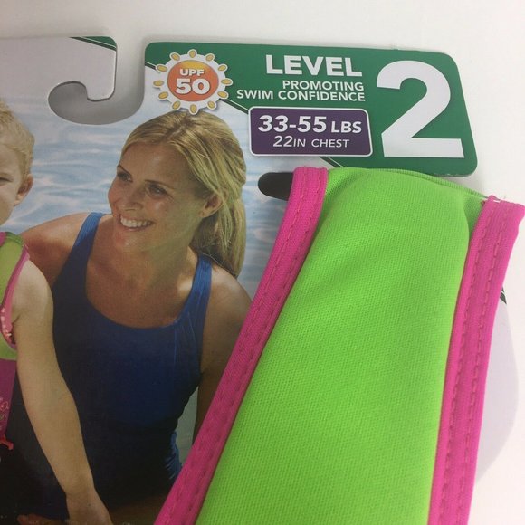 Swim School Swim Training Vest Level 2 UPF 50 33-55 LBS 22" Chest Flamingo New - Picture 3 of 12
